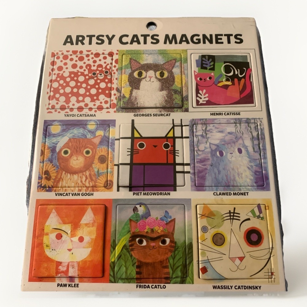 Mudpuppy Artsy Cats Magnets Set Fridge Magnets Art Cat Gift New
